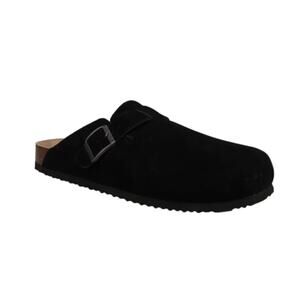 New In Box Khombu Mens Size 9 Black Faux Suede Damian Cork Slide On Mule Shoes